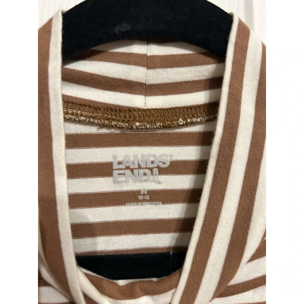 Lands End Women's‎ M 8-10 Mock Turtleneck Cotton Striped Casual Versatile Cozy